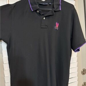 Psycho Bunny Black Polo with Purple Trim
